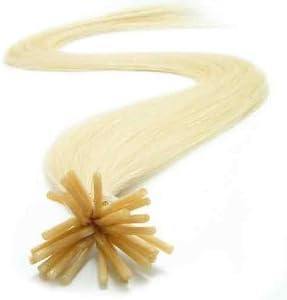 25 Strands I Tip #613 Platinum Blonde, Straight Micro Ring Links Locks Beads Keratin Stick I Tipped Pre Bonded Indian Remy Remi Human Hair Extensions