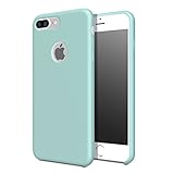MoKo Case for iPhone 8 Plus / iPhone 7 Plus - Slim Shockproof Liquid Silicone Gel Rubber Protective Case Soft Touch Back Cover for Apple iPhone 8 Plus 2017 / iPhone 7 Plus 2016, Sea Blue (Mint Green)