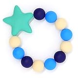 HiGuard Baby Teether Ring - BPA Free Silicone Teething Beads Bracelet for Baby Infant and Toddler - Stylish & Safe Baby Gum Pain Relief Teether (Blue)