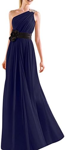 JY Women's Ruched One Shoulder Bridesmaid Dresses Prom Dresses Evening Dresses US 20 Navy