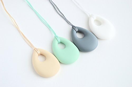Silicone Baby Teething Necklace for Mom/Nursing Necklace/Chewable Jewelry/Teething Pendant in White, Gray, Mint, or Beige