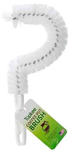 Tupkee Coffee Pot Cleaning Brush – Non Scratching, Long Lasting Bristles, Curved Coffee Decanter Cleaning Brush