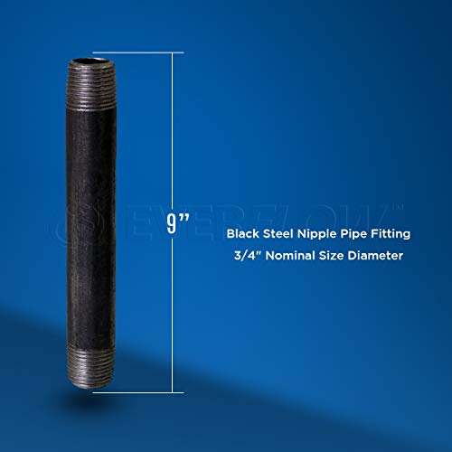 Everflow Supplies NPBL3490-4 Steel Nipple Pipe 3/4" x 9" Black