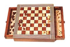 501 G.Rosewood/Maple Wood-Lacquered-Two Drawer-Square Magnetic Chess Size 7