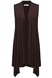 Meaneor Women's Lightweight Sleeveless Open Front Drape Cardigan Brown XXL