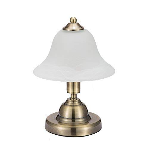 JINZO Portable Mushroom Table Lamps For Bedroom With Touch Sensor Dimmable E12 Globe Bulb Antique Brass Finished