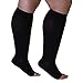 Mojo Compression Socks Knee Length with Wide Calf | Open Toe | Black Small