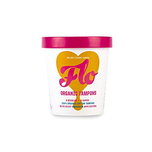 4 Pack Flo Organic Soft Compact Applicator Tampons (4 Tubs of 14 Tampons, 56 Total Tampons)
