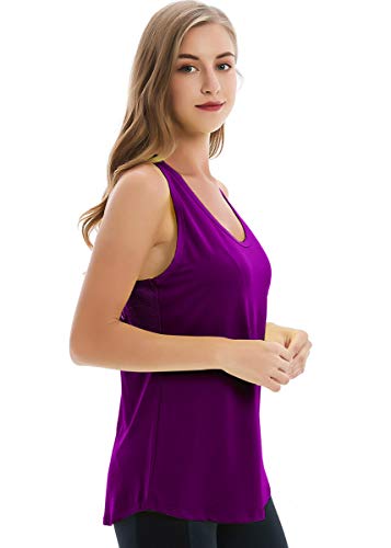 ICTIVE Workout Tank Tops for Women Sleeveless Yoga Tops for Women Mesh Racerback Backless Running Gym Shirts Dark Purple M