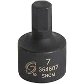 SUNEX Tools 3/8 in. Drive 7mm 6-Point Stubby Impact Socket, CR-MO Steel, Model 364607