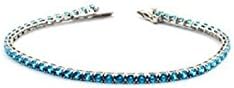 Men's Women's Tennis Bracelet 925 Silver Cubic Zirconia Brilliant Cut Diamond 3 mm Colours White Black, Red, Green, Blue or Black Sterling Silver Size 19.5 cm