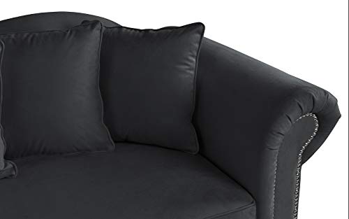 Large Classic Velvet Fabric Living Room Chaise Lounge with Nailhead Trim (Black) - Thumbnail 5