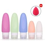 ZOADLE Travel Bottles Set for Liquids - TSA Approved Leak Proof Silicone Cosmetic Travel Containers with Labels and Clear Travel Bag, for Shampoo, Conditioner, Lotion, Toiletries (3 oz + 1.25 oz)