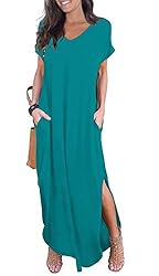 GRECERELLE Women's Casual Loose Pocket Long Dress