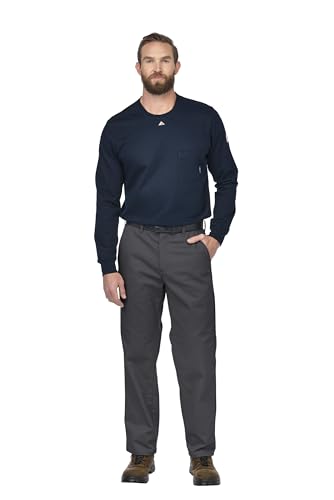 Bulwark Men’s Flame Resistant 9 oz Twill Cotton Work Pant, Charcoal, 31W x 32L