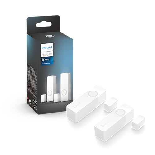 Philips Hue Secure Smart Home Kontaktsensor Doppelpack für Türen und Fenster, einfache Installation, Smart Home Security und Lichtsteuerung mit nur Ei