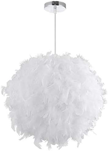 ​Feather Ceiling Pendant Light Shade, Modern Nordic-Style Suit Chandelier E27 Feather Hanging Light Lampshade for Living Room Bedroom Decor ​(20 cm,White)