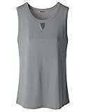 Doublju Womens Basic Crewneck Keyhole Front Tank