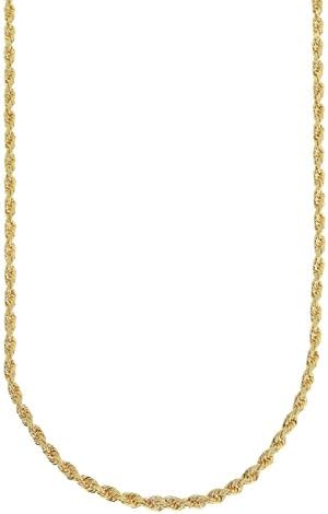 MCS Jewelry 14 Karat Yellow Gold SOLID Diamond Cut Rope Chain Necklace 2.0 mm (Length: 16”-30") (18)