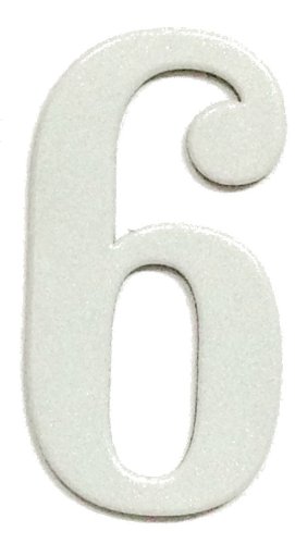 Fancy White Reflective Mailbox or House Number - 6 - Size 5" - (select size (2"- 6") and digit (0-9) below) - Thick, Die-cut Exterior Grade Gasket-like PVC - not Metal or Rigid Plastic