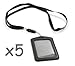 Cosmos ® Black 5 Set of Faux Leather Business ID Badge Card Holder with Long Neck Strap Band Lanyard (36 inch full round length) With Cosmos Fastening Strap