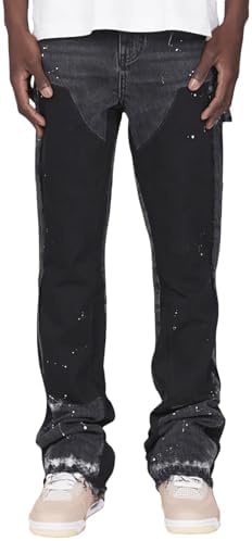 Amazon.com: Giraropa Men's Splash Ink Print Patchwork Jeans