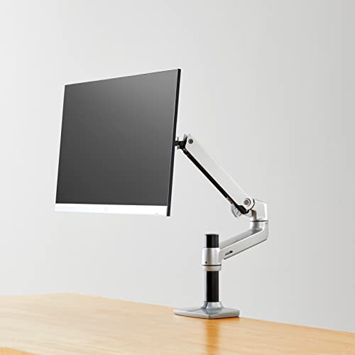 Amazon Basics Single Monitor Stand, Lift Engine Arm Mount, Silver
