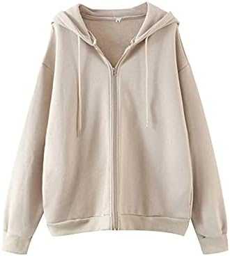 MISSACTIVER Women's Vintage Solid Drawstring Hoodies Zip Up