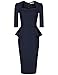 MUXXN Womens 50s 3/4 Sleeve Peplum Pencil Dress(M,Blue)