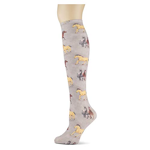 Knee High Trouser Socks w/Colorful Printed Patterns - Made in USA by Sox Trot (3 Equestrian)