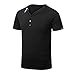Aiyino Mens Summer Casual V-Neck Button Cuffs Cardigan Short Sleeve T-Shirts L Black