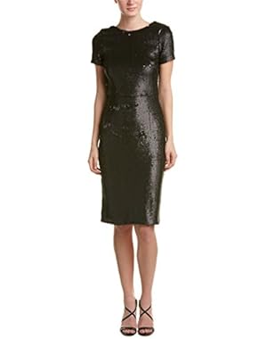 Womens Sequin Cocktail Dress, L, Black