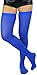 ToBeInStyle Women's Nylon Thigh High Schoolgirl Opaque Stockings (Blue)