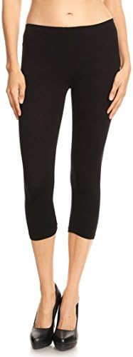Leggings Mania Cropped Cotton Spandex Leggings Capri Tights Black XL