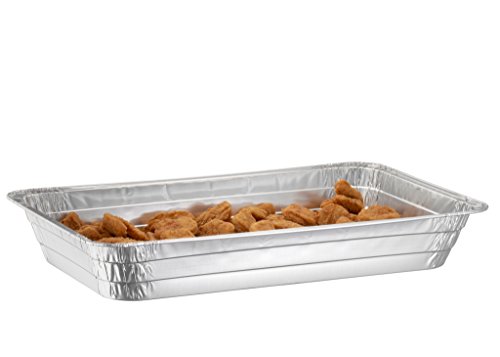 Full Size Deep Steam Table Pans, Disposable Aluminum Chafing and Catering Pans (21â€ x 13â€ x 3â€) (50, Without Lids)