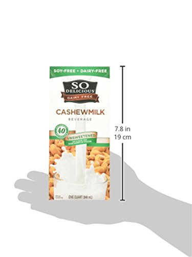 So Delicious Dairy Free Cashewmilk Beverage Unsweetened 32 oz (Pack of 6), Dairy Soy Coconut and Almond Alternative Unsweetened Milk Drink, Shelf-Stable Aseptic Packaging