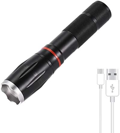 Led flashlight usb rechargeable tactical flashlight adjustable aluminum shell built-in battery waterproof torch