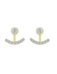 Juego de aretes de plata esterlina, 2 en 1, cubic y zirconia, de calidad