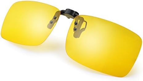 TINHAO Night Vision Polarized Clip-on Sunglasses with Flip Up Lens Clipped on Prescription Glasses (Yellow, Yellow)