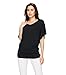 Lock and Love WT1038 Womens V Neck Short Sleeve Dolman Top S Black