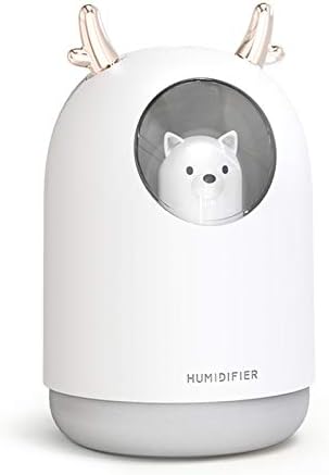 ミニ加湿器　アロマ加湿器　可愛いベア アロマディフューザー　ベッドサイド 超音波　七色LEDライト付き　萌キャラ　子供　大人　車内飾り　事務所　USB充電式　小型　サイレント　時間設定　空焚き防止　保湿　乾燥肌/花粉対策　パソコン　高感度センサー　300ML大容量　長時間連続稼働可能　プレゼント　白い　癒しグッズ