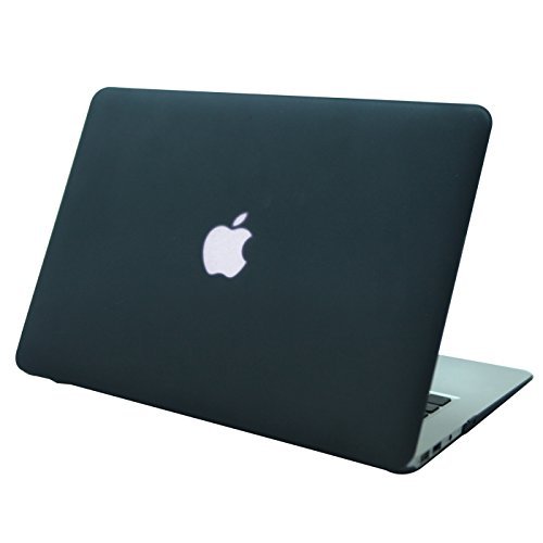HDE Case for MacBook Air 13 Case Slim Hard Shell Rubberized See Through Matte Plastic Snap On Case Fits Models A1369 / A1466 (Black)