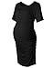 Women's Bodycon Maternity Dress Casual Short Sleeve Ruched Sides Knee Length Pregnant Dresses Black L