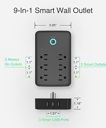 Smart Plug Outlet Extender, USB Surge Protector