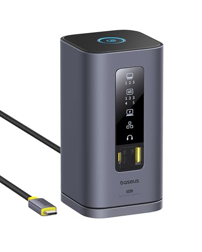 Baseus Spacemate Displaylink Docking Station USB C 11-in-1, 3 Monitore 4K, 10Gbps USB-C/A, 100W PD, Ethernet, Audio, für M1/M2/M3/Win und MacOS