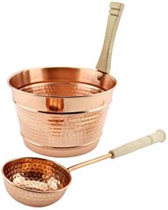 Sauna Bucket Set with Ladle from Copper, Sauna Bucket, Pouring bucket by -my Hamam-