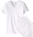 Fruit of the Loom Men's Tucked V-Neck T-Shirt (White, 2X Tall)