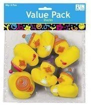 6 pack of Birthday Party Theme Rubber Ducks