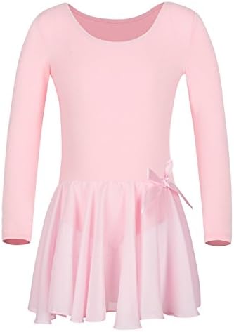 YEEIC Girls Team Basic Long Sleeve Leotard with Skirt Kid Dance Ballet Tutu Dress