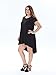 Clothink Women Black Short Sleeve Plus Size High Low Dress